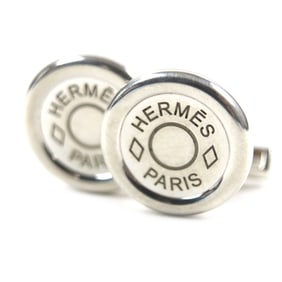 HERMES Serie Button Round Cufflinks, AG925 Silver, 12.75g Total Weight, Men's Business