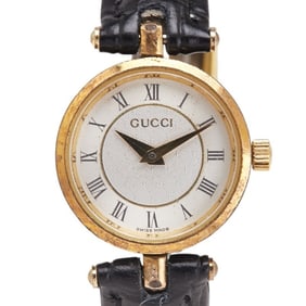 Gucci Watch Strap (Non-OEM) 2040L Quartz Movement with Silver Dial and Plated Leather for Women