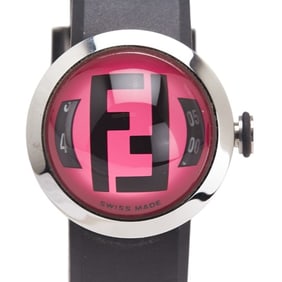 Fendi Bousra Watch 8010L Quartz Pink Dial Stainless Steel Rubber Women's FENDI