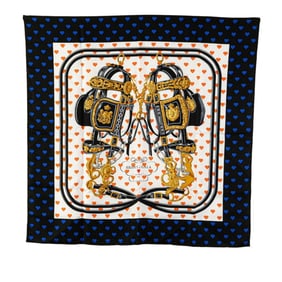 Hermès Carré 90 BRIDES de GALA LOVE Ceremonial Bridle Scarf Muffler Black Multicolor Silk Women's