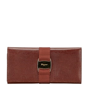 Salvatore Ferragamo Vara long wallet in brown leather for women.