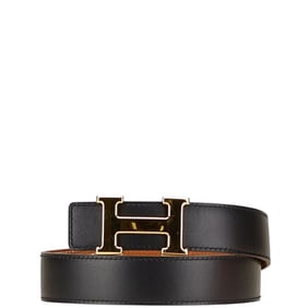 Hermès Constance H Belt, Size 65, Black/Brown Box Calf Togo Leather, Women's, HERMES