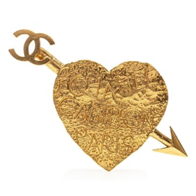 Vintage Chanel Coco Mark Arrow Heart Brooch, Gold Plated, Women's