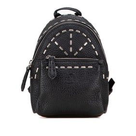 Fendi Backpack Keychain Bag Charm Small Item Case 7AR471 Black Leather Women's FENDI