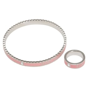Marc Jacobs The Medallion Bangle and Ring Set J103MT7PF22 Silver Pink Metal Women's MARC JACOBS
