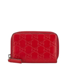 Gucci Guccissima Wallet/Coin Purse 255452 Red Leather Women's GUCCI