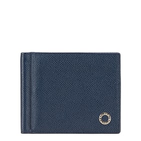 BVLGARI Men's Bifold Wallet with Closure, Navy Leather, Women's