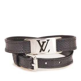 Louis Vuitton Damier Graphite Sign It Bracelet M6616 in Black and Silver Metal for Men