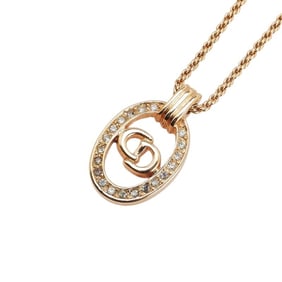 Christian Dior Dior CD logo rhinestone necklace, gold plated, for women.