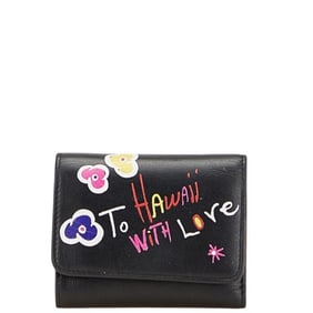 Christian Louboutin Script Mini Rubi Gaga Tri-fold Wallet in Black and Red Leather for Women
