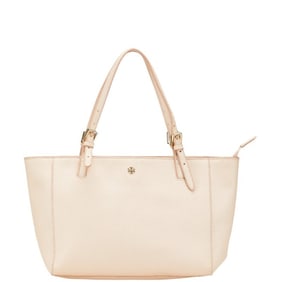 Tory Burch Tote Bag Shoulder Pink Beige Leather Women's