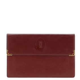 Cartier Must Line Long Wallet Wine Red Bordeaux Leather Women's CARTIER