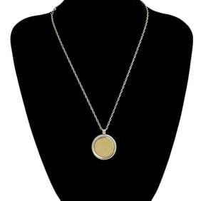 TIFFANY & Co. Tiffany Coin Motif Combination Necklace in 925 Sterling Silver and 18K Gold Pendant