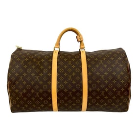 Nearly unused Louis Vuitton Keepall 55 Monogram Leather Boston Bag/Travel Bag/Handbag, Brown, 19896