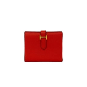 HERMES Bearn Compact Epsom Leather Bifold Wallet Mini Rouge Tomato 35167