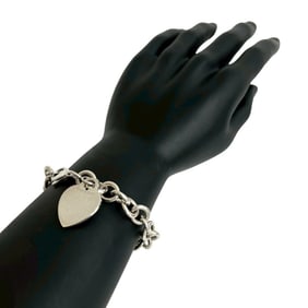 TIFFANY & Co. Tiffany Return to Heart Tag Sterling Silver Chain Bracelet Bangle 27748