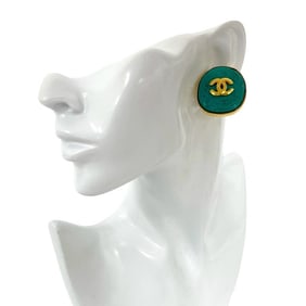 CHANEL Vintage Coco Mark GP Color Stone Earrings and Ear Cuffs in Gold with Turquoise, 24062