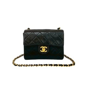 CHANEL Matelasse Coco Mark Lambskin Chain Shoulder Bag, Black, 337-4