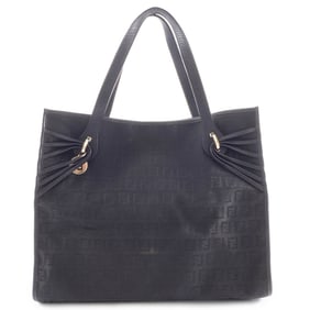 Fendi Zucca Tote Bag in Black Zucchino Canvas and Leather (8BH153)