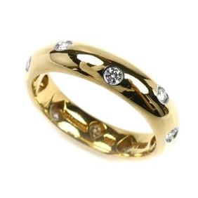 TIFFANY & Co. 18K Yellow Gold/Pt950 Dot Diamond Ring, Size 8.5, 4.9g, Women's