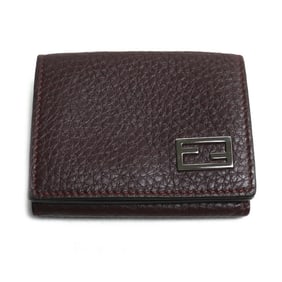FENDI FF Compact Wallet, Tri-fold Bordeaux, Women's, 7M0280