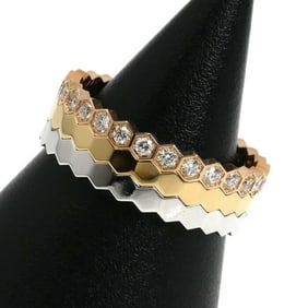 Chaumet 18K Yellow Gold/Pink Gold/White Be My Love Honeycomb Three-Gold Diamond Rings