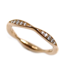 CHANEL 18KPG Pink Gold Camellia Ring J10836 with Diamonds, Size 8, 48mm, 2.4g, Women's