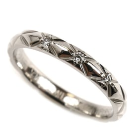 CHANEL Pt950 Platinum Matelasse 3-Diamond Ring J2821, Size 9, 49, 3.0g, Women's