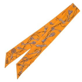 Hermès Twilly LES CLES A POIS Leclaire Pois Silk Orange Scarf Muffler 0101 HERMES