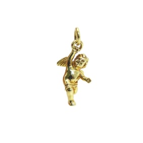 Like new Tiffany Cherub Angel Motif 18KYG Pendant Top in 750 Yellow Gold. Jewelry Charm 0080.
