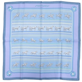 Hermès Carré 45 Petit Sequence Silk Scarf Muffler in Light Blue, Purple, 0164 HERMES