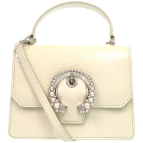 Jimmy Choo 2-Way Pearl Madeline Satchel, Enamel, Faux Pearl, White, Handbag 0279