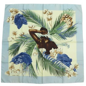 Hermès Carré 90 Queen's Turban TURBANS DES REINES Silk Saxe Blue Scarf Muffler 0101 HERMES