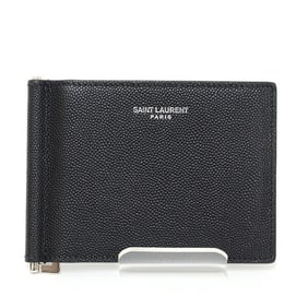 Saint Laurent Paris Bill Clip Wallet in Grained Leather, Black, Bifold, 378005