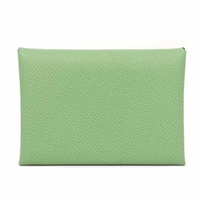 Hermes Hermès Calvi Duo Epsom Leather Green B Stamp (Made in 2023) Card Case/Coin Case