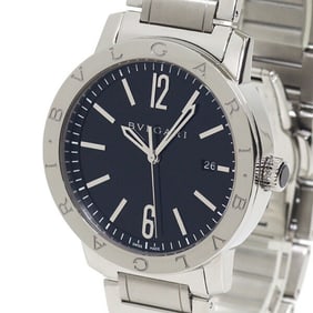 BVLGARI Men's Watch BB41S Black Dial Stainless Steel Automatic Polished