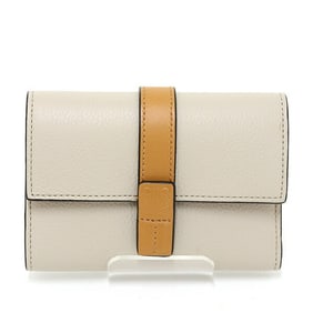 Loewe Vertical Wallet Small, Soft Grain Calfskin, Light Oat/Honey, Anagram Tri-fold Wallet, Size S