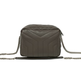 Yves Saint Laurent SAINT LAURENT PARIS Lulu YSL Logo Leather Chain Shoulder Bag Gray 91106
