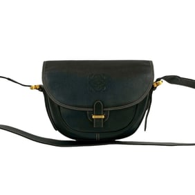 LOEWE Vintage Anagram Logo Leather Mini Shoulder Bag/Pochette/Sacoche in Black 21916
