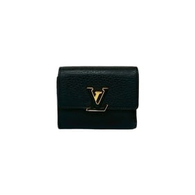LOUIS VUITTON Portefeuille Capucines XS Leather Tri-fold Wallet, Mini, Black and Pink, 18850