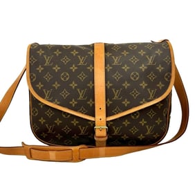 LOUIS VUITTON Vintage Saumur 35 Monogram Leather Shoulder Bag/Body Bag Brown 39143