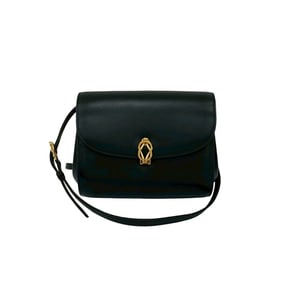 GUCCI Old Gucci Vintage Calf Leather Mini Shoulder Bag/Pochette/Sacoche Black 16547