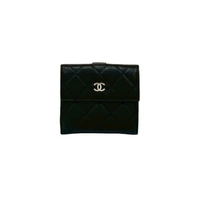 CHANEL Matelasse Coco Caviar Leather Bi-fold Wallet, Black, 38598