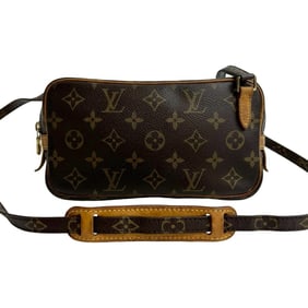 LOUIS VUITTON Marly Bandouliere Monogram Leather Shoulder Bag, Brown, 22858