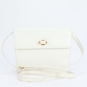 Gucci Old 001-22 Leather Shoulder Bag, Handbag, White, Women's