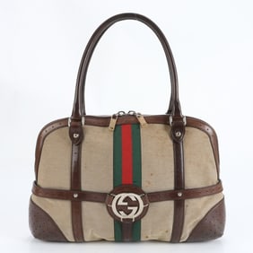 Gucci Sherry Line Interlocking G 114887 Leather Tote Bag, Shoulder Bag for Women