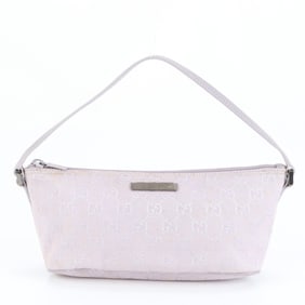Gucci GG Canvas and Leather Shoulder Bag, Tote Accessory Pouch, Handbag, 07198, Women's