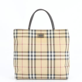 Burberry Nova Check Leather Tote Bag, Shoulder Beige, Black, Women's