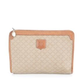 Celine Macadam Leather Second Bag/Clutch/Pouch Brown Triomphe Men's