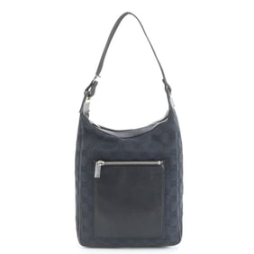 Gucci GG Canvas 019-0537 Leather Shoulder Bag, One-Shoulder Black Tote, Women's